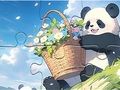 Leikur Jigsaw Puzzle: Basket Flower Panda á netinu