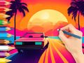 Leikur Litabók: Sunset Driving  á netinu