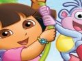 Leikur PUZZLE FUN DORA með stígvélum  á netinu