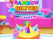 Leikur Rainbow glitter afmæliskökur á netinu