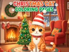 Leikur Christmas Cat Coloring Pages á netinu