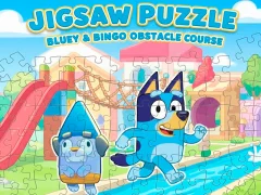 Leikur Jigsaw Puzzle: Bluey & Bingo Obstacle Course á netinu