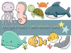 Leikur Kids Memory Sea Creatures á netinu