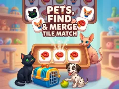 Leikur Pets, Find and Merge Tile Match á netinu