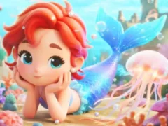 Leikur Jigsaw Puzzle: Chibi Mermaid Marshmallow Jellyfish á netinu