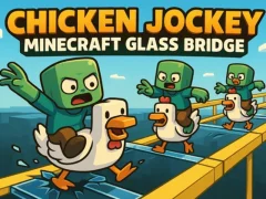Leikur Chicken Jockey: Minecraft Glass Bridge á netinu