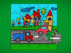 Leikur Stick Family Fun Time Jigsaw á netinu