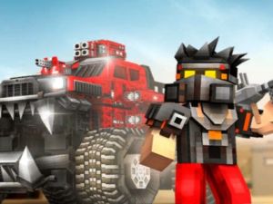 Leikur Blocky bílar: bíll bardaga á netinu