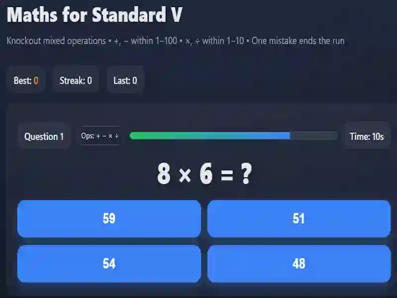 Leikur Maths for Standard V á netinu