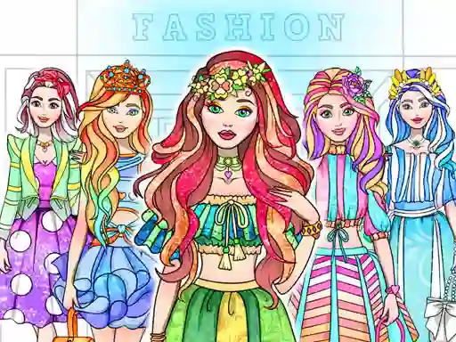Leikur Girl Coloring Dress Up Games á netinu