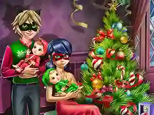 Leikur Dotted Girl Family Christmas á netinu