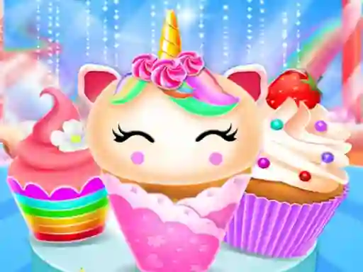 Leikur Unicorn Mermaid Cupcake Cooking Design á netinu