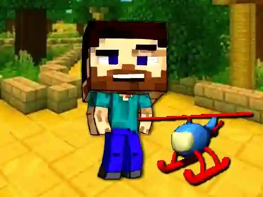 Leikur Mineblock Helicopter Adventure á netinu