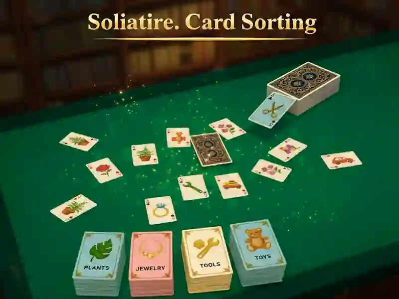 Leikur Solitaire. Card Sorting á netinu