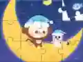 Leikur Jigsaw Puzzle: Monkey With Moon á netinu
