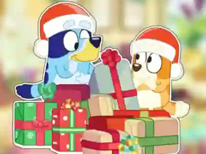 Leikur Jigsaw Puzzle: Bluey Christmas Unboxing á netinu