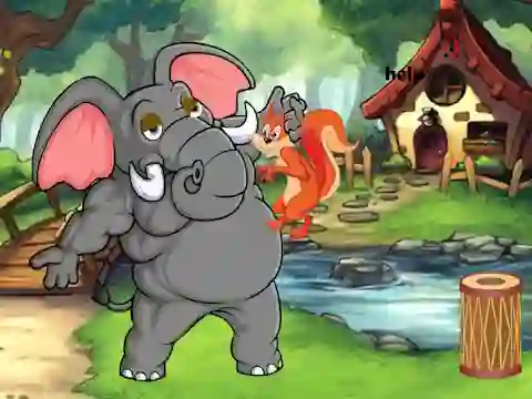 Leikur Squirrel Trapped To Giant Elephant á netinu