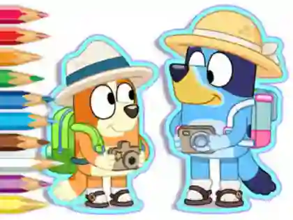 Leikur Coloring Book: Bluey Camping á netinu