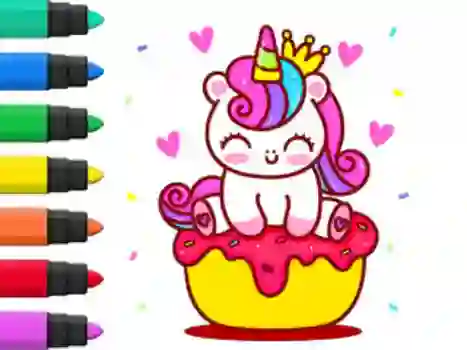 Leikur Coloring Book: Unicorn Cupcake á netinu