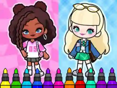 Leikur Coloring Book: Aha World Sporty Girl á netinu