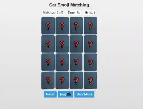 Leikur Car Emoji Matching á netinu