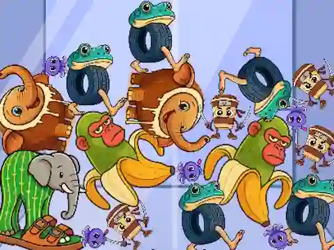 Leikur Italian Brainrot: Animals Merge Puzzle á netinu