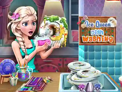 Leikur Ice Queen Dish Washing á netinu