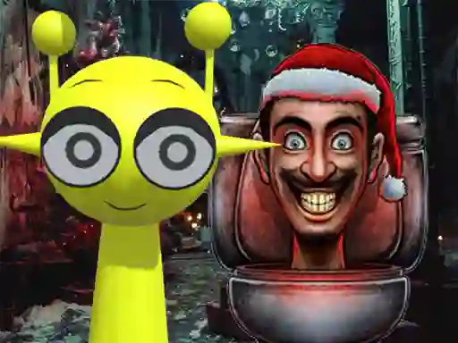 Leikur Sprunki in Backrooms Christmas Skibidi á netinu