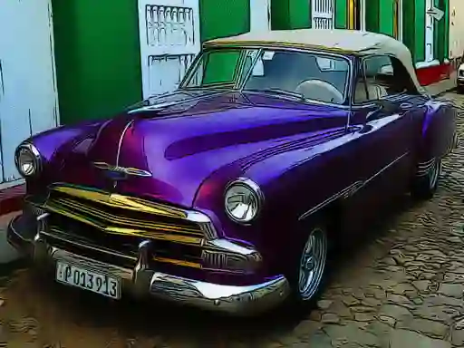 Leikur Cuban Vintage Cars Jigsaw á netinu