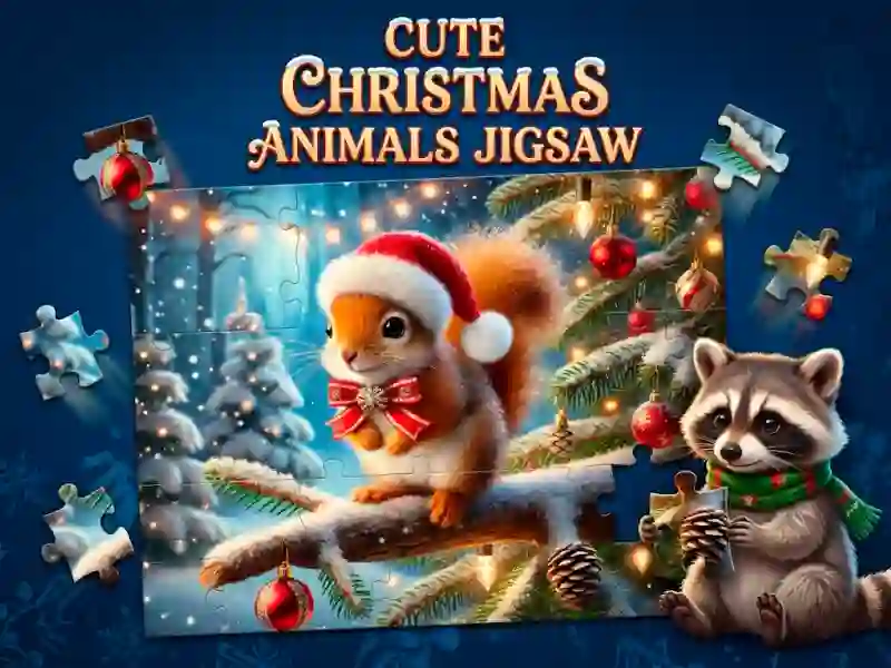 Leikur Cute Christmas Animals Jigsaw á netinu