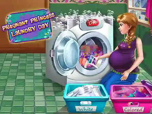 Leikur Pregnant Princess Laundry Day á netinu