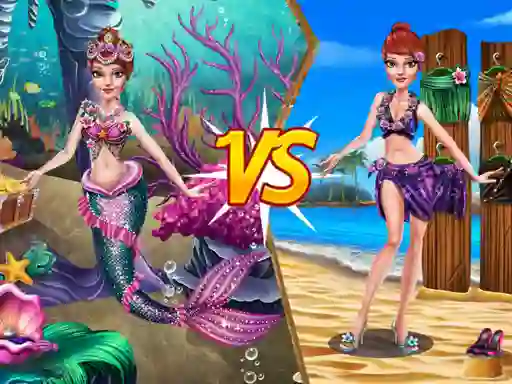 Leikur Mermaid vs Princess Outfit á netinu