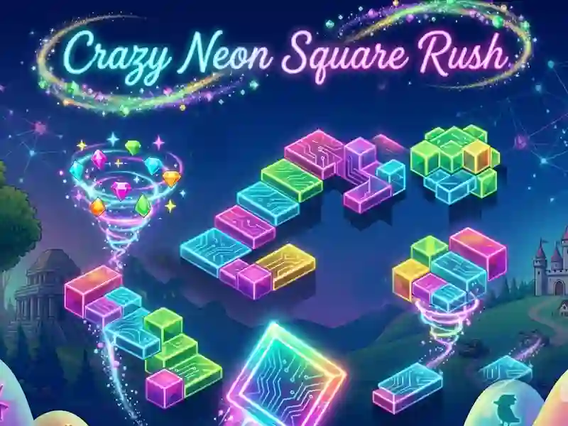 Leikur Crazy Neon Square Rush á netinu