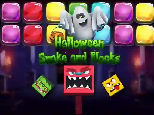 Leikur Halloween Snake and Blocks á netinu