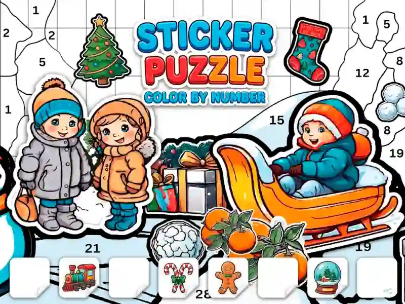 Leikur Sticker Book Puzzle: Color By Number á netinu