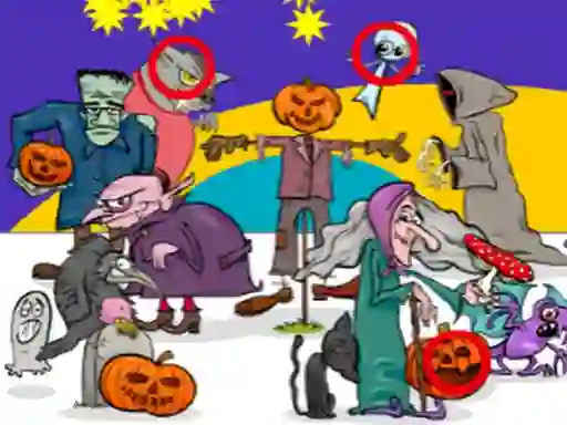 Leikur Find 5 Differences Halloween á netinu