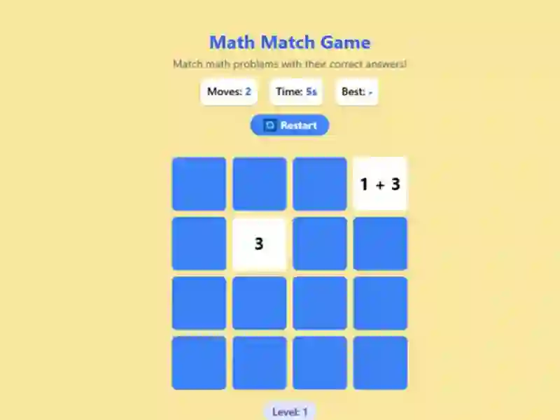 Leikur Math Match Game á netinu