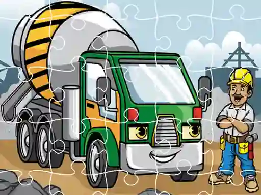 Leikur Construction Trucks Jigsaw á netinu