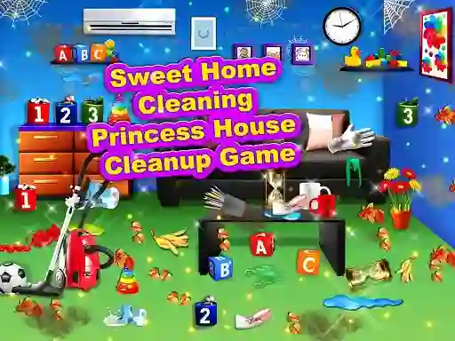 Leikur Sweet Home Cleaning: Princess House Cleanup Game á netinu