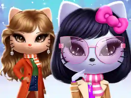 Leikur Kitty Squad Winter Dress Up á netinu