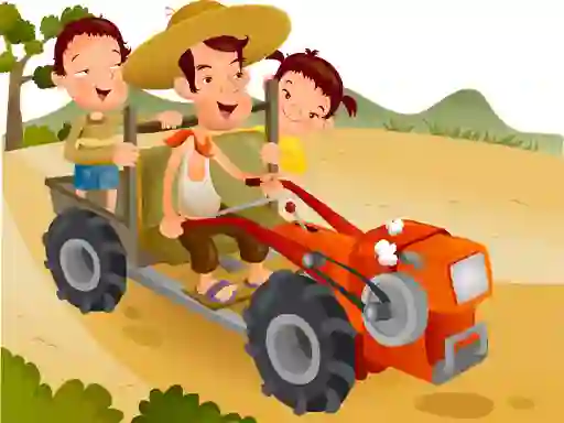 Leikur Cartoon Tractor Puzzle á netinu