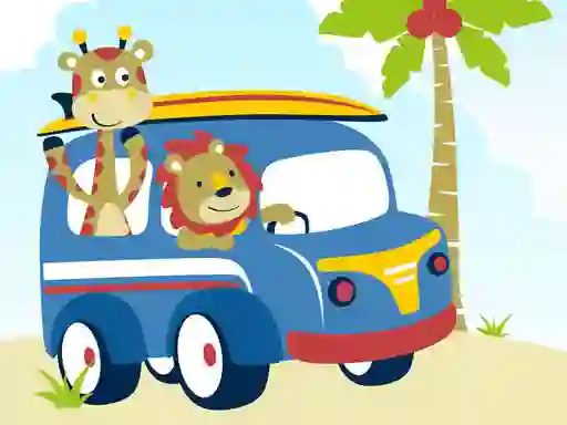 Leikur Cute animals with cars difference á netinu