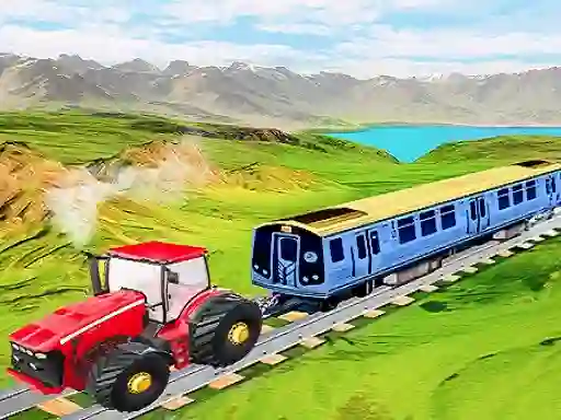 Leikur Chained tractor towing train á netinu
