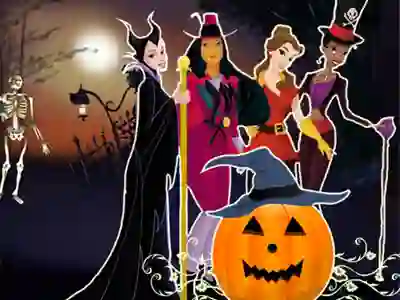 Leikur Princesses Halloween Night á netinu