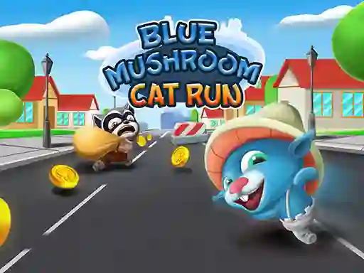 Leikur Blue Mushroom Cat Run á netinu