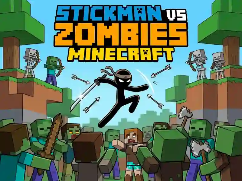 Leikur Stickman vs Zombies Minecraft á netinu