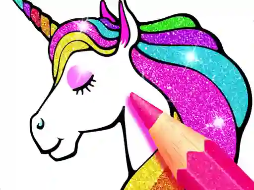 Leikur Unicorn Coloring Book Glitter á netinu