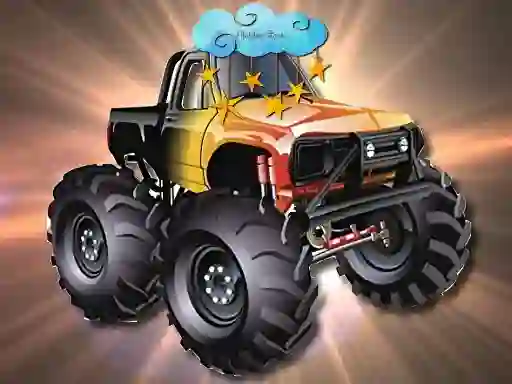 Leikur Cartoon Trucks Hidden Stars á netinu