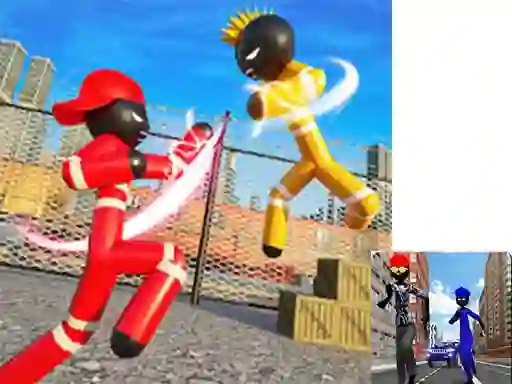 Leikur Stickman Police vs Gangsters Street Fight á netinu