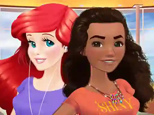 Leikur Ariel and Moana Princess on Vacation á netinu